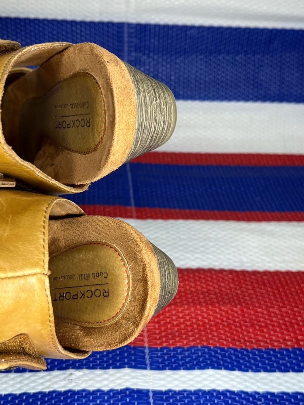 Women’s - Rockport Cobb Hill Hollywood Leather Copper Low Wedge Sandals Size 9 - Picture 2 of 13